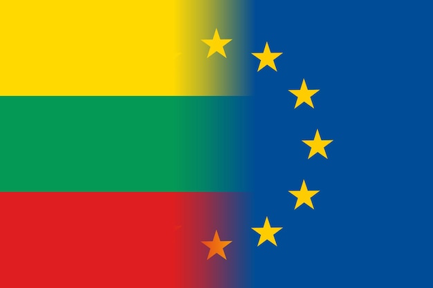 Lithuania national flag with a star circle of EU