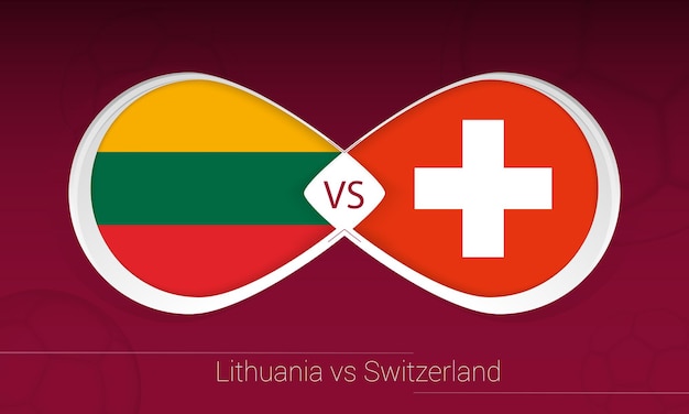 Lithuania vs Switzerland in Football Competition, Group C. Versus icon on Football background.