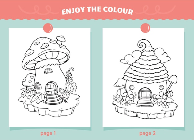 Litle fairy house coloring for kids