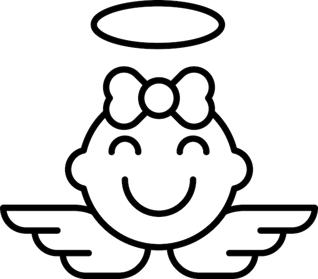 Little baby angel Outline vector illustration icon