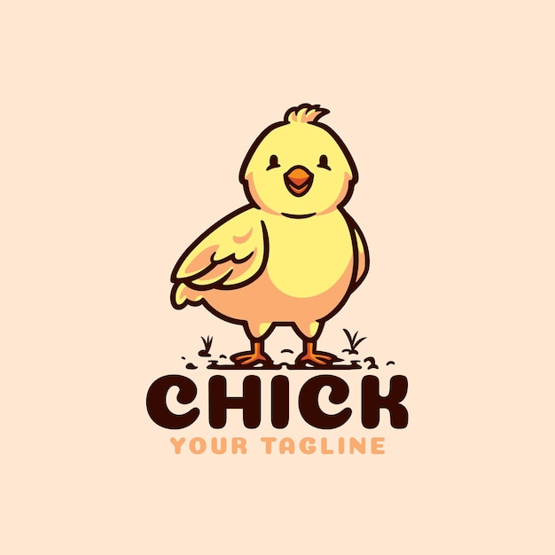 Vector little baby chicken cartoon logo illustration