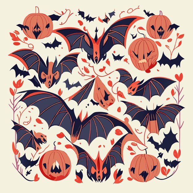 Vector little bats pattern vector illustration flat 2