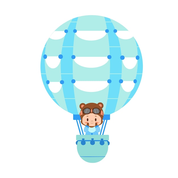 Little bear boy in balloon