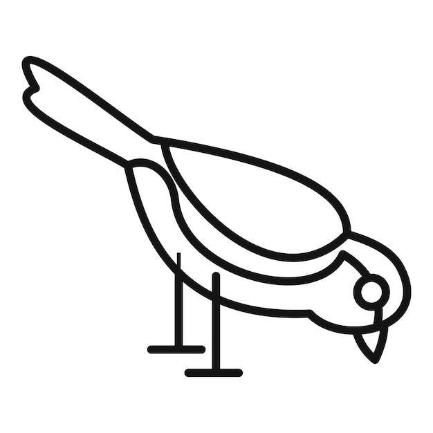 Little bird pecking the ground line icon simple style