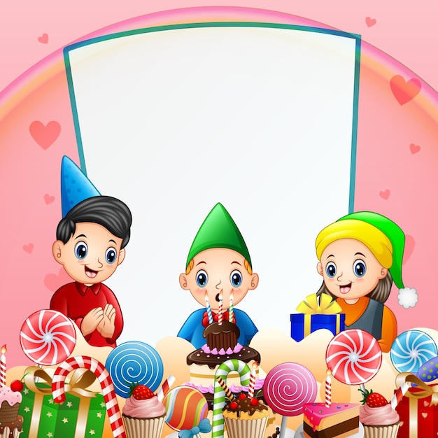 A little boy birthday party background illustration