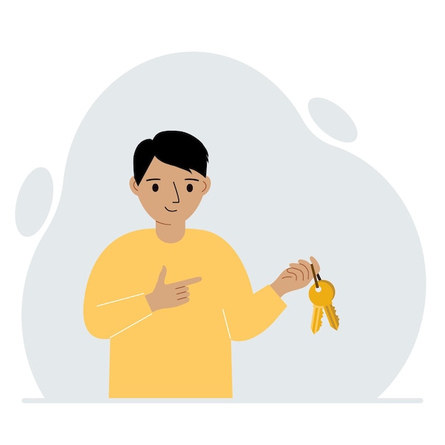 A little boy holds a bunch of golden keys to open a locked door Knowledge or the key to success