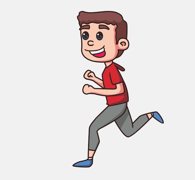 Little boy jogging cartoon illustration