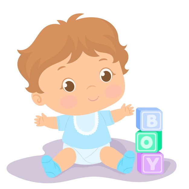 Little boy playing with dices Its a boy greeting card