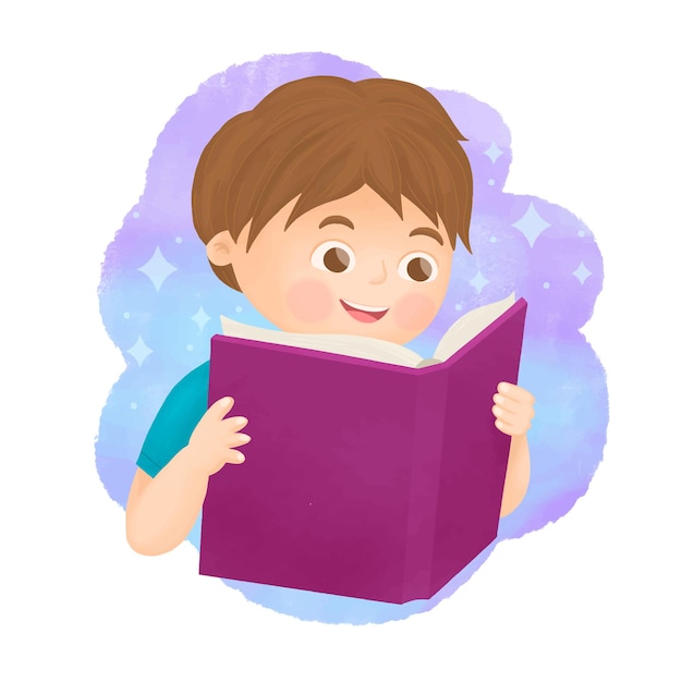 Little Boy Reading Book Children Education and Imagination Concept