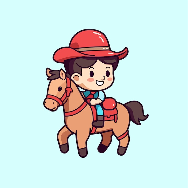 A little boy riding a horse with a cowboy hat.