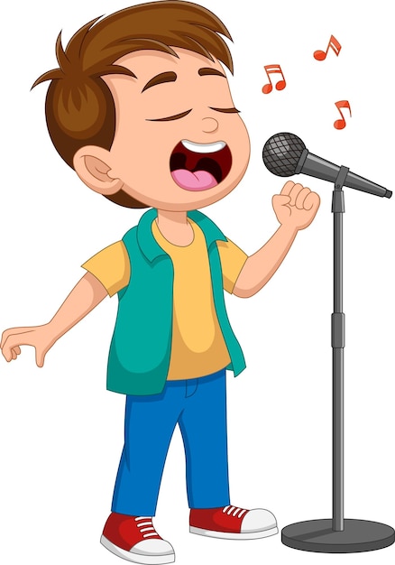 Vector little boy singing