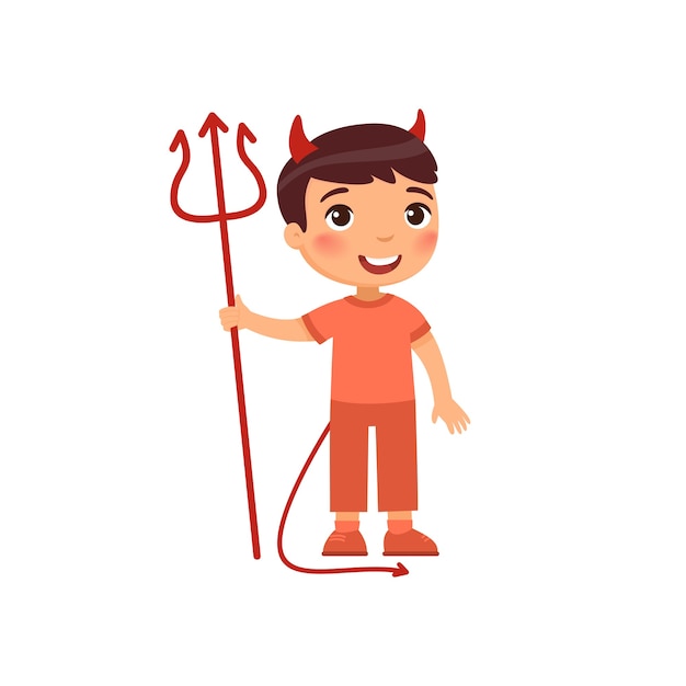 Little boy wearing devil costume illustration