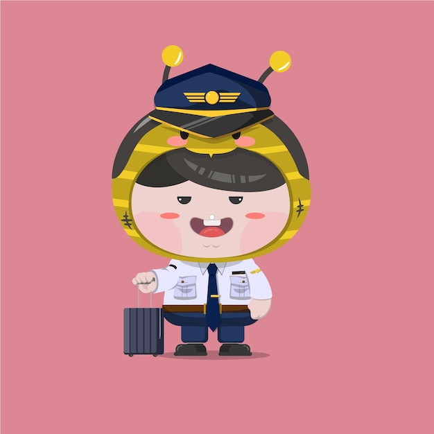 A little boy wearing pilot bee costume