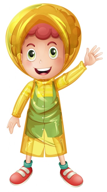 Little boy in yellow raincoat