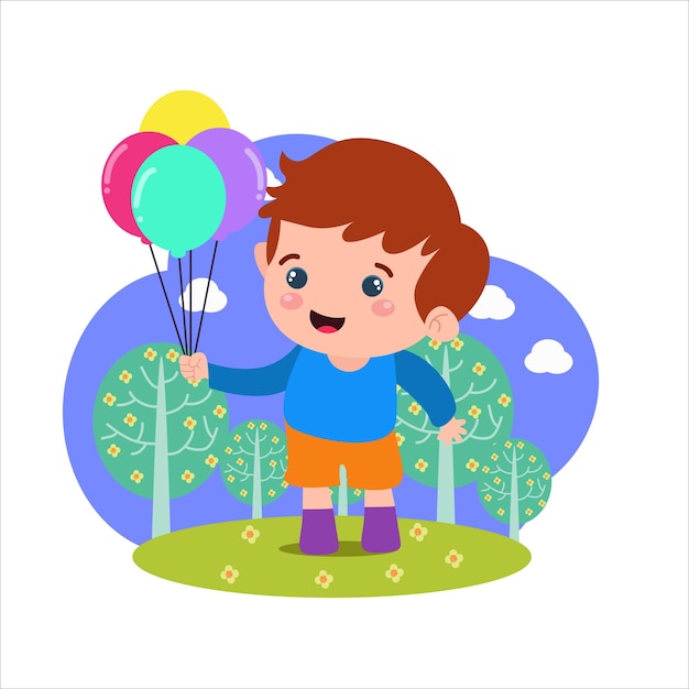 Little boys play. Children's activities.vector template design illustration