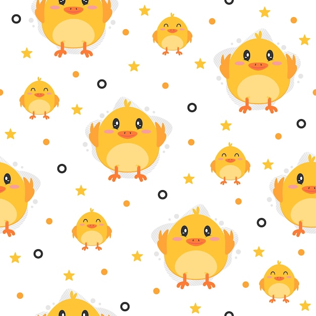 Little chicken cartoon trendy pattern background concepts.