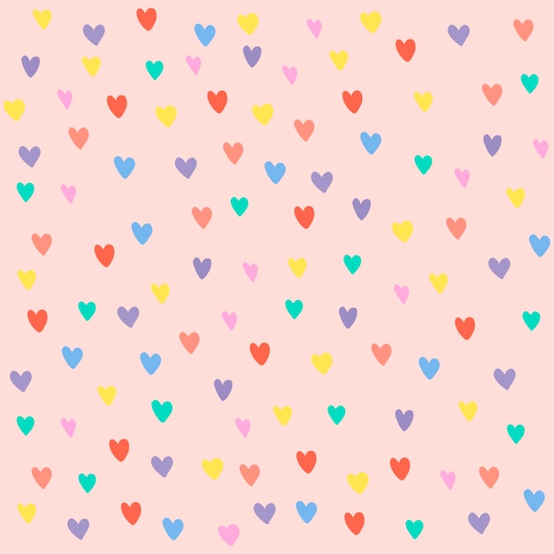 Little Colored Hearts Cute Illustrated Seamless Pattern