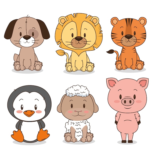 little and cute animals group