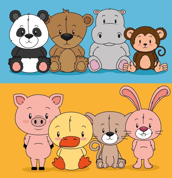 little and cute animals group