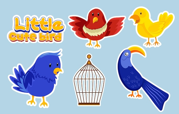 Little Cute Bird Sticker Set Collection Design