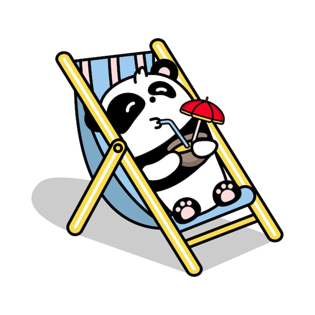 Little cute panda lies in the gamma illustration