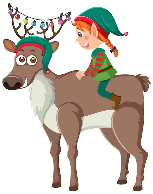 Little elf riding reindeer