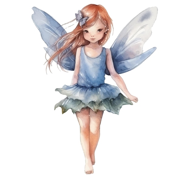 Vector little fairy cartoon in watercolor style illustration