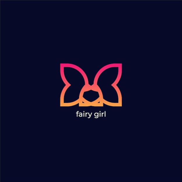 Little Fairy girl logo icon design premium vector