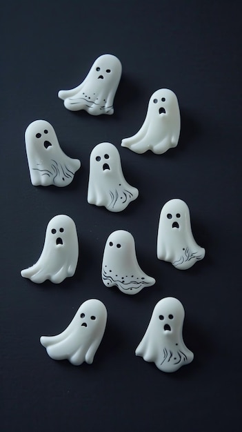 Vector little ghosts laid in random order halloween elements happy halloween