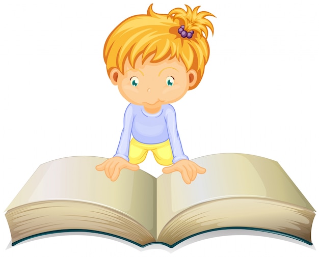 Little girl reading from big book