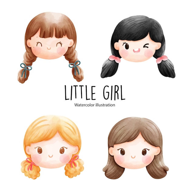 Little girl school girl Vector illustration