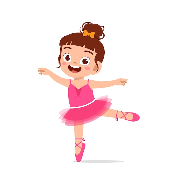 Little girl wear beautiful ballerina costume and dance