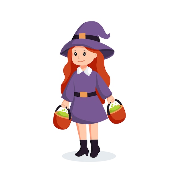 Little Girl Witch Carrying Potion Character Design Illustration