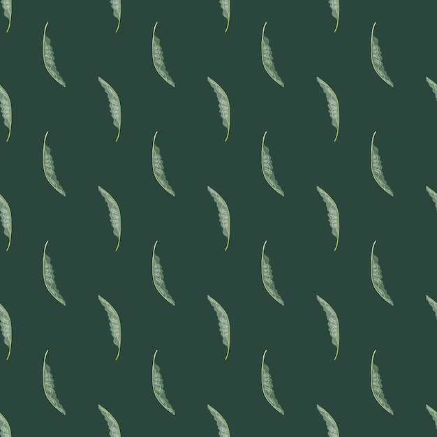 Little green palm foliage leaves seamless pattern in simple style.