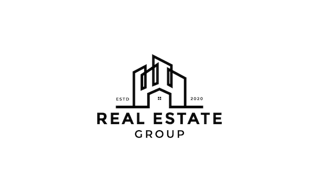 Little home to big building real estate or apartment logo design line