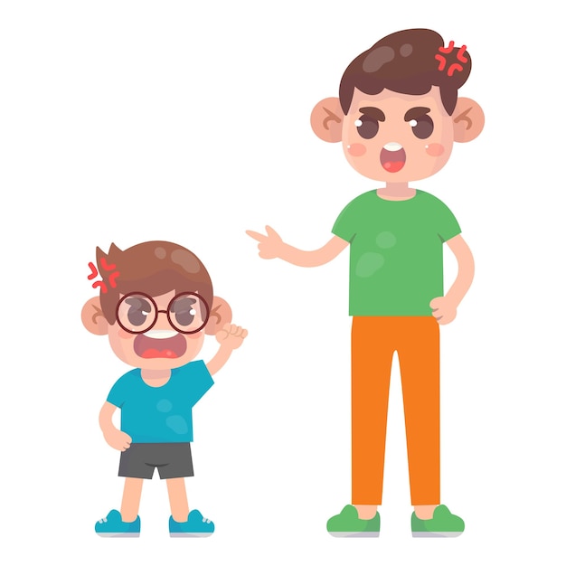 Little kid boy get angry with dad Premium Vector