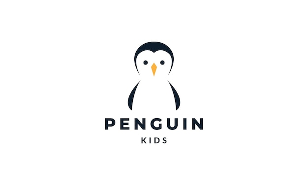 Little kid penguin cute logo vector illustration design