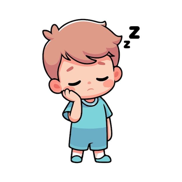 Vector little kid want to sleep