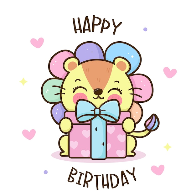 Little lion cartoon and birthday gift kawaii animal