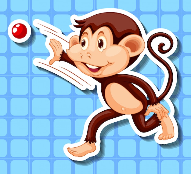 Little monkey throwing red ball