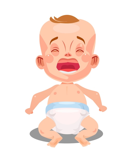 Vector little newborn baby child infant crying and screaming