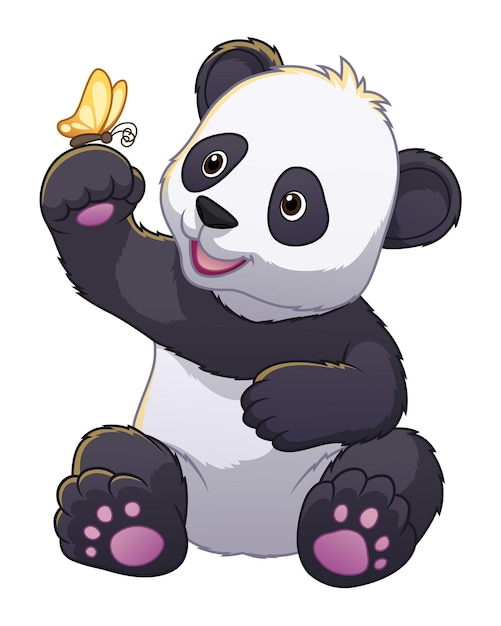 Little Panda Bear Cartoon Animal Illustration