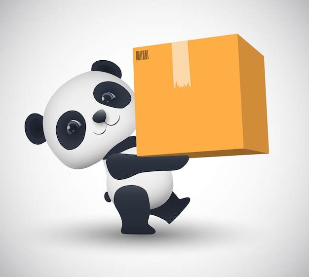 little panda carries a parcel