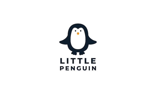 Little penguin cute cartoon happy logo icon illustration vector