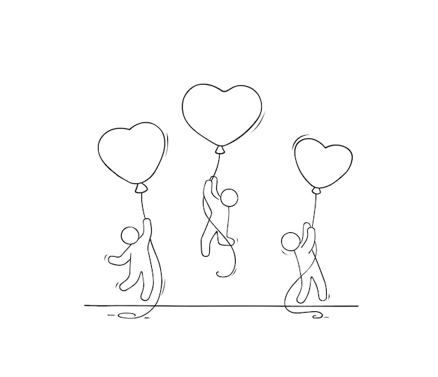 Little people with romantic balloons