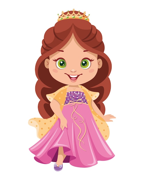 Little princess Cinderella cartoon vector illustration