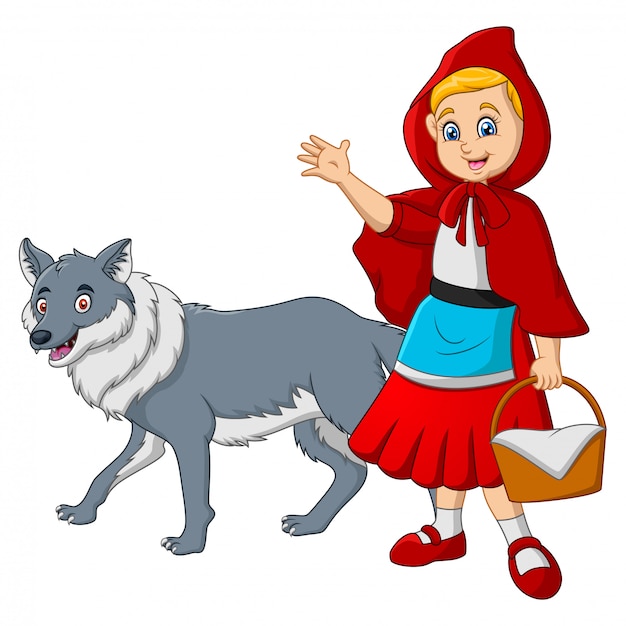 Little red riding hood with wolf