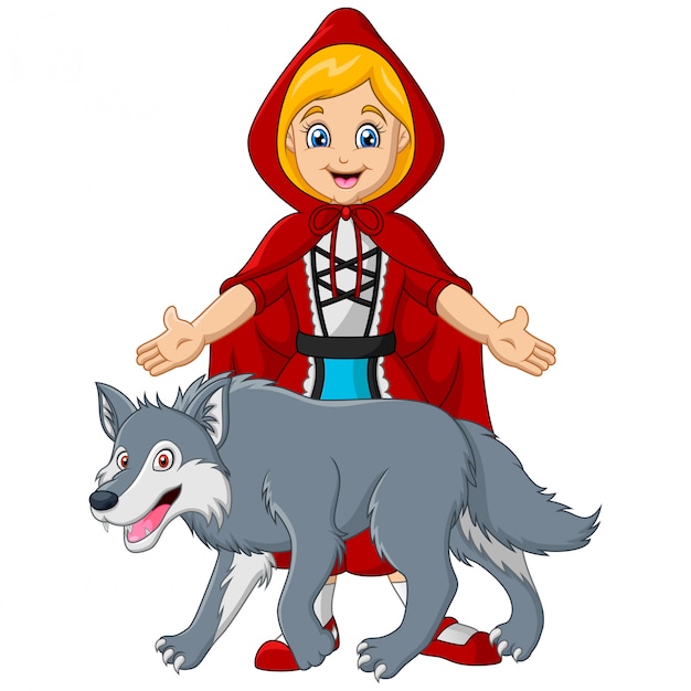 Little red riding hood with wolf