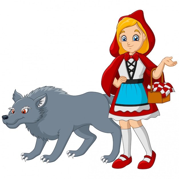 Little red riding hood with wolf