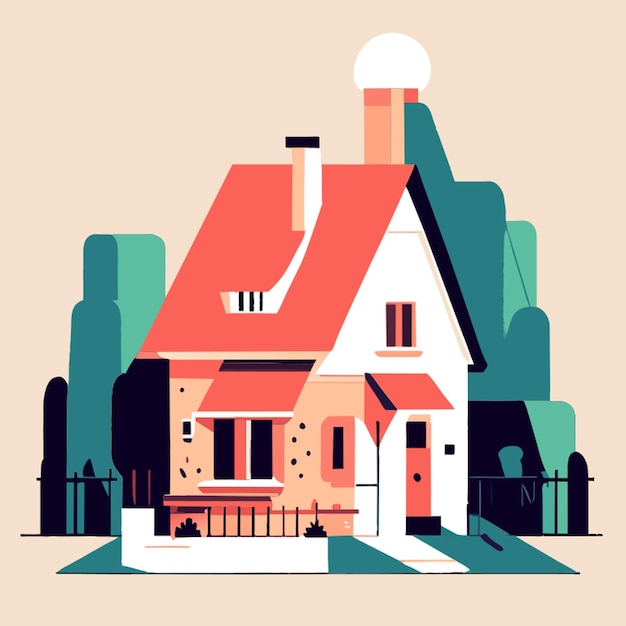 Vector little and simple city house vector illustration flat 2